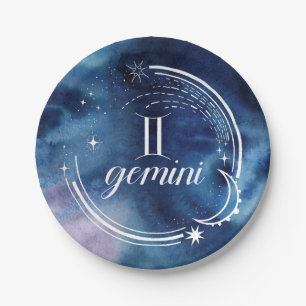 Plato De Papel Astrología acuarela - Gemini