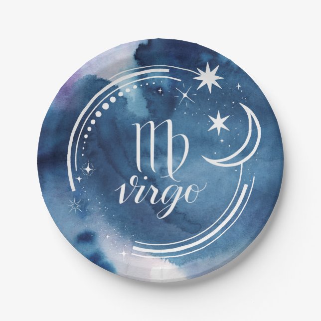 Plato De Papel Astrología acuarela - Virgo (Anverso)