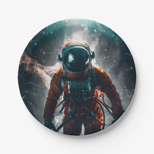 Plato De Papel Astronaut in the space (Anverso)