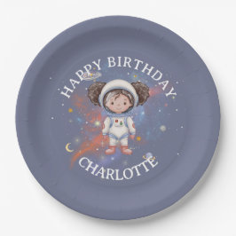 Plato De Papel Astronaut Outer Space Girl Birthday