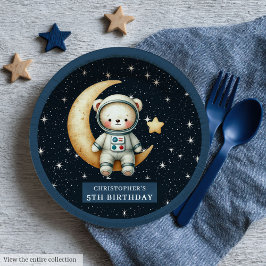 Plato De Papel Astronauta de Oso de Teddy Baby Shower Cute Fiesta