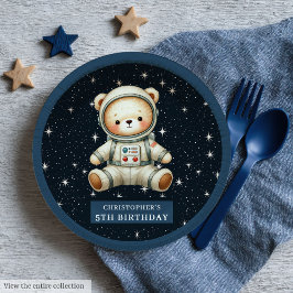 Plato De Papel Astronauta De Oso De Teddy Bebé Niño Placa De Pape