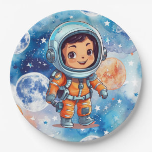 Plato De Papel Astronauta Feliz Cumpleaños