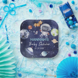 Plato De Papel Astronauta - Fiesta Baby Shower Boy