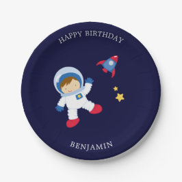 Plato De Papel Astronauta Niño Aniversario