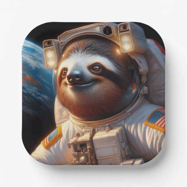 Plato De Papel Astronauta Perezoso (Anverso)