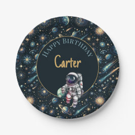 Plato De Papel Astronauta | Tema espacial | Fiesta de cumpleaños 