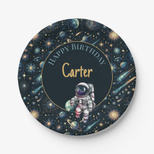 Plato De Papel Astronauta Tema Espacial Fiesta de Cumpleaños