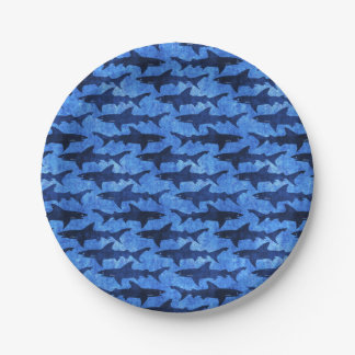 Plato De Papel Ataque azul del tiburón del océano