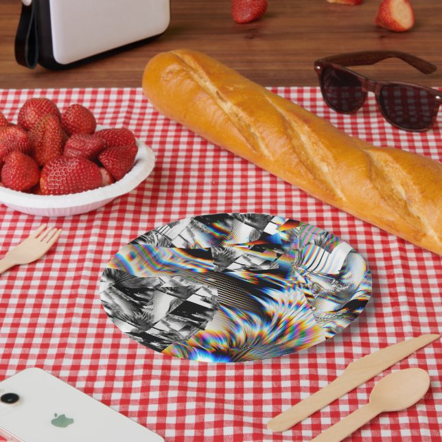 Plato De Papel Ataque con arco iris (Picnic)