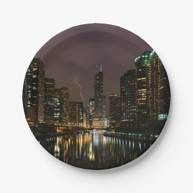 Plato De Papel Ataque relámpago sobre el río Chicago (Anverso)