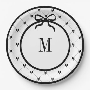Plato De Papel Atar una placa monogramada de 9"