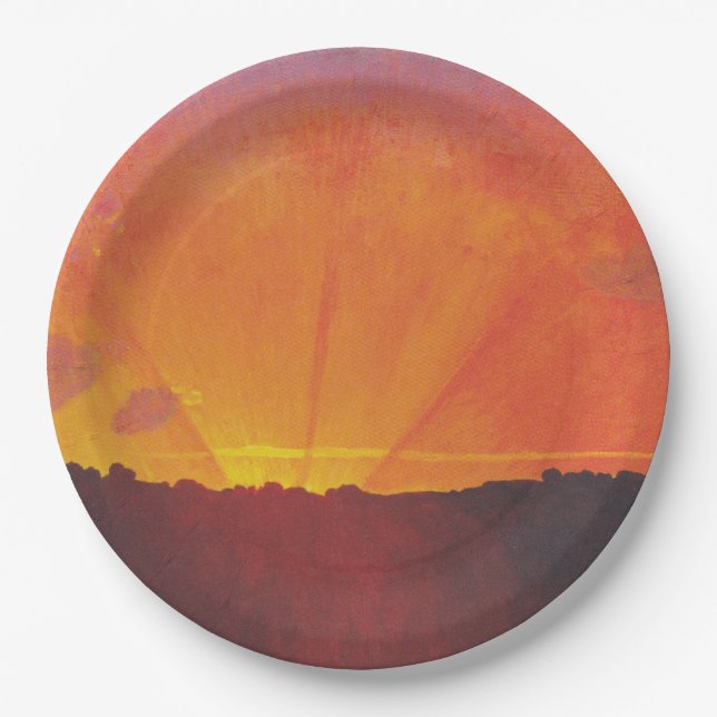 Plato De Papel Atardecer, cielo Naranja (por Félix Vallotton) (Anverso)