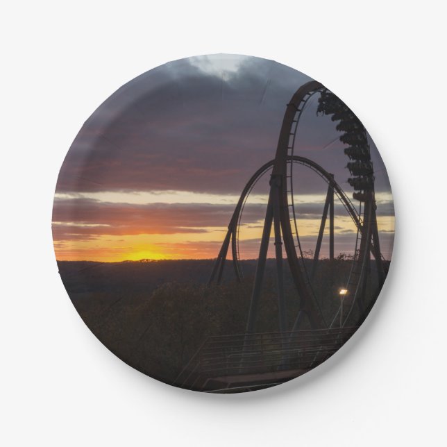 Plato De Papel Atardecer de incendios forestales (Anverso)