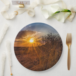 Plato De Papel Atardecer en el desierto de Kalahari, Namibia