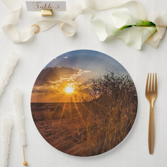 Plato De Papel Atardecer en el desierto de Kalahari, Namibia (Boda)
