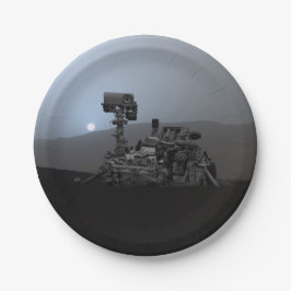 Plato De Papel Atardecer en el Rover de la curiosidad de Marte