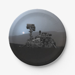 Plato De Papel Atardecer en el Rover de la curiosidad de Marte