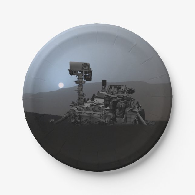 Plato De Papel Atardecer en el Rover de la curiosidad de Marte (Anverso)