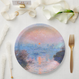 Plato De Papel Atardecer en el Sena Claude Monet