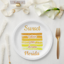 Plato De Papel Atardecer en Florida