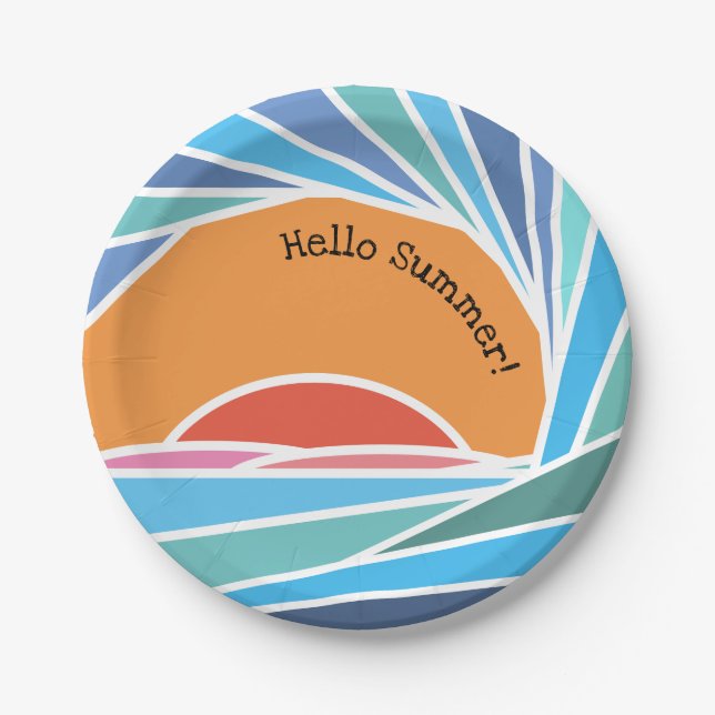 Plato De Papel Atardecer en ola de barril (Anverso)