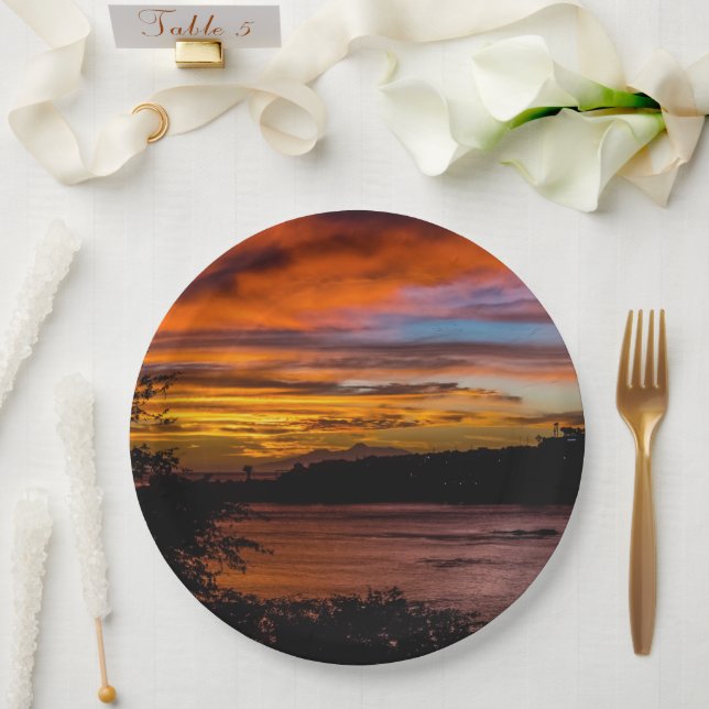 Plato De Papel Atardecer en Praia, Cabo Verde (Boda)