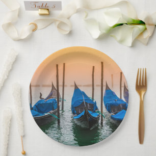Plato De Papel Atardecer en Venecia