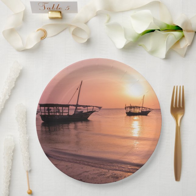 Plato De Papel Atardecer en Zanzíbar (Boda)