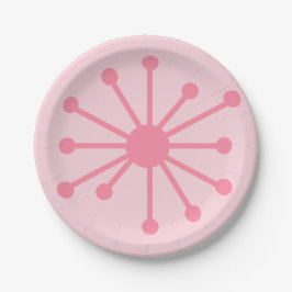 Plato De Papel Atomic Age Retro Atom Single in Pink