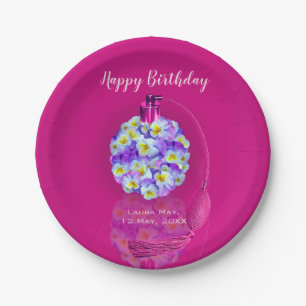 Plato De Papel Atomizador Lovely Pansy Fiesta de Cumpleaños