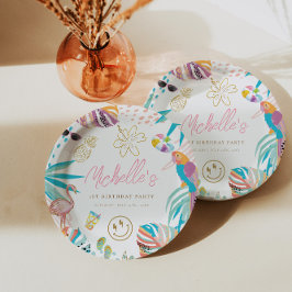 Plato De Papel Atractivo cumpleaños tropical