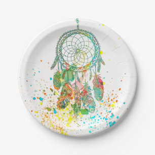 Plato De Papel Atrapasueños salpicado