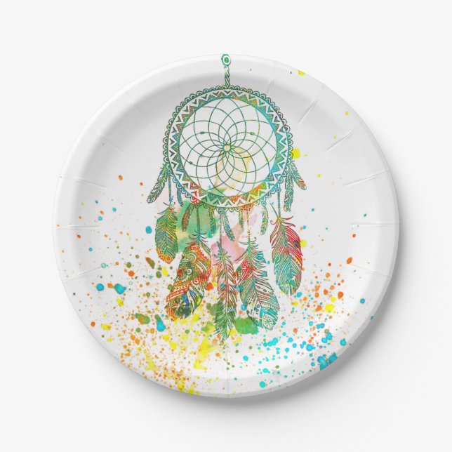 Plato De Papel Atrapasueños salpicado (Anverso)