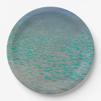 Plato De Papel Attersee, pintura de paisaje costero, Gustav Klimt
