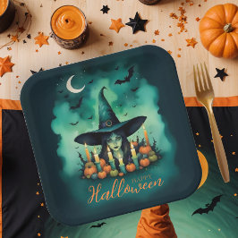 Plato De Papel Attractive & Mystical Halloween Witch Conjures