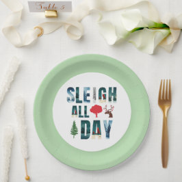 Plato De Papel Audaces Mascarillas Letras Escenas De Invierno 'Sl