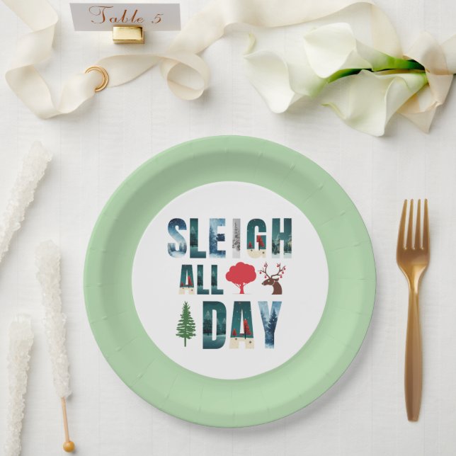 Plato De Papel Audaces Mascarillas Letras Escenas De Invierno 'Sl (Boda)