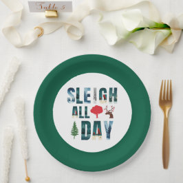 Plato De Papel Audaces Mascarillas Letras Escenas De Invierno 'Sl