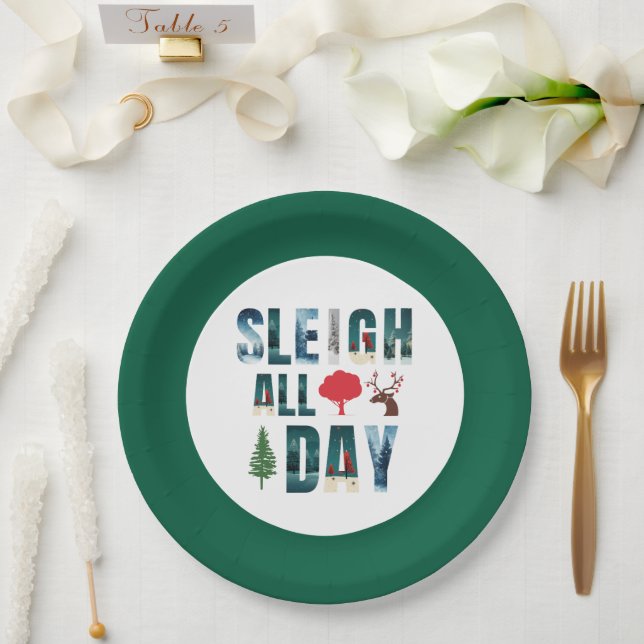 Plato De Papel Audaces Mascarillas Letras Escenas De Invierno 'Sl (Boda)