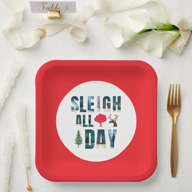 Plato De Papel Audaces Mascarillas Letras Escenas De Invierno 'Sl (Boda)