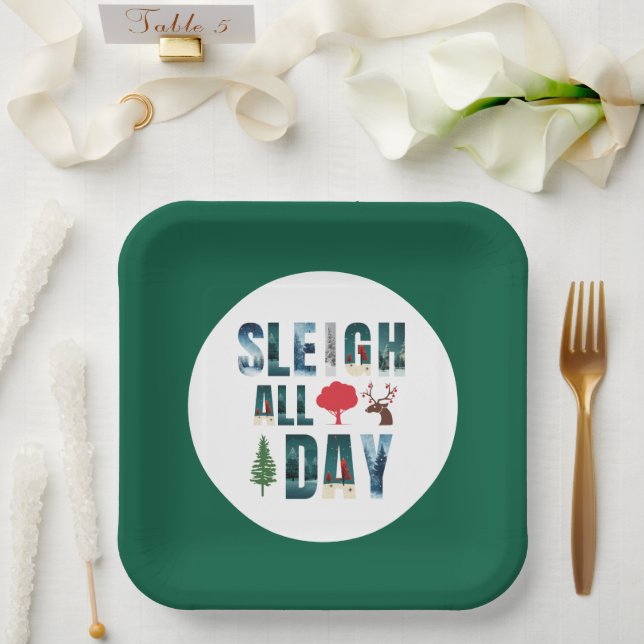 Plato De Papel Audaces Mascarillas Letras Escenas De Invierno 'Sl (Boda)