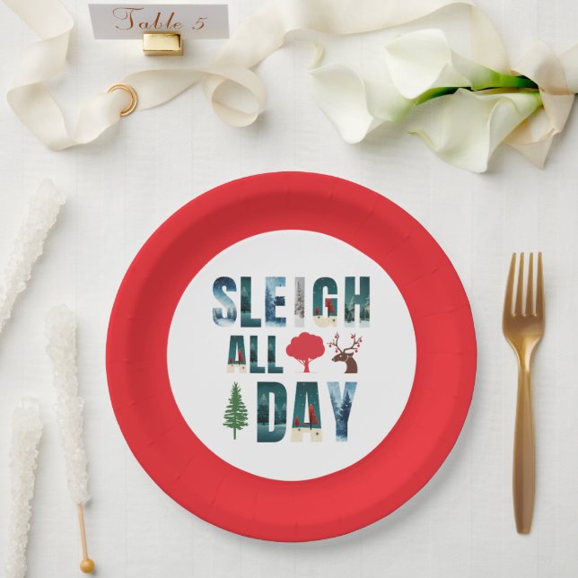 Plato De Papel Audaces Mascarillas Letras Escenas De Invierno 'Sl (Boda)