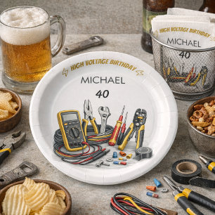 Plato De Papel Aún impactante a los 40 Cumpleaños de Electricista