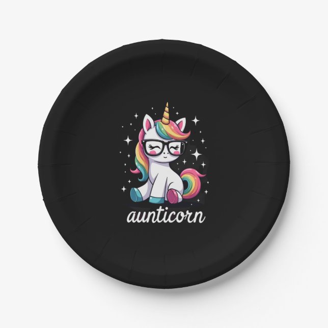 Plato De Papel Aunticorn Aunty Dabbing Unicorn Auntie Aunt Christ (Anverso)