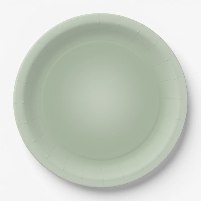 Plato De Papel Aura de gradiente verde sage (Anverso)