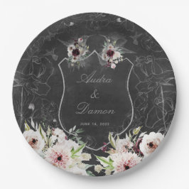 Plato De Papel Aura Del Boda Nocturno 9 Pulgadas De Cena Placa