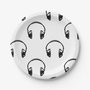 Plato De Papel Auriculares de época PERSONALIZADO de patrón music