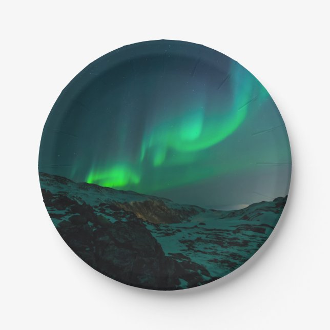 Plato De Papel Aurora boreal verde (Anverso)
