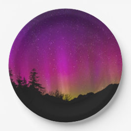 Plato De Papel Aurora Borealis Starry Night Sky